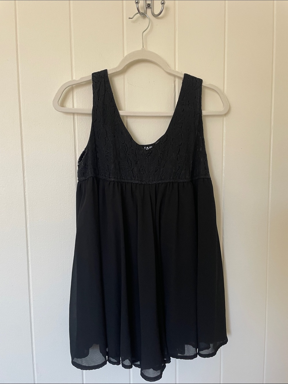 Made in Japan Vintage Brand Black Lace Yoke Sleeveless Women's Romper Dress